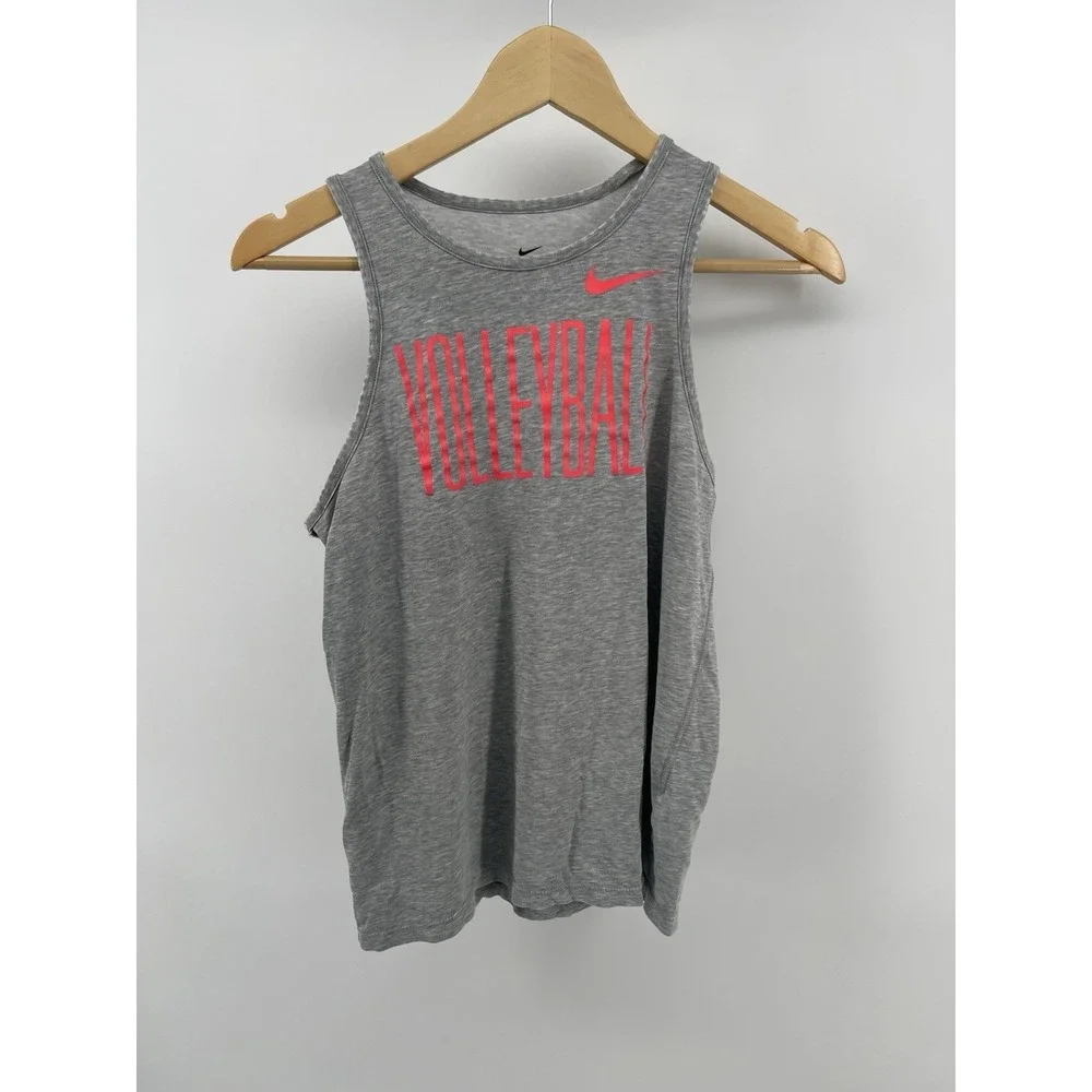 Nike Dri-Fit Top Womens S Volleyball Athletic Tank Top Gray‎ Sport Performance